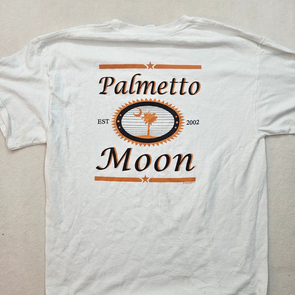 Port & Company Palmetto Moon T-Shirt Mens Large White Excellent Graphic Tee